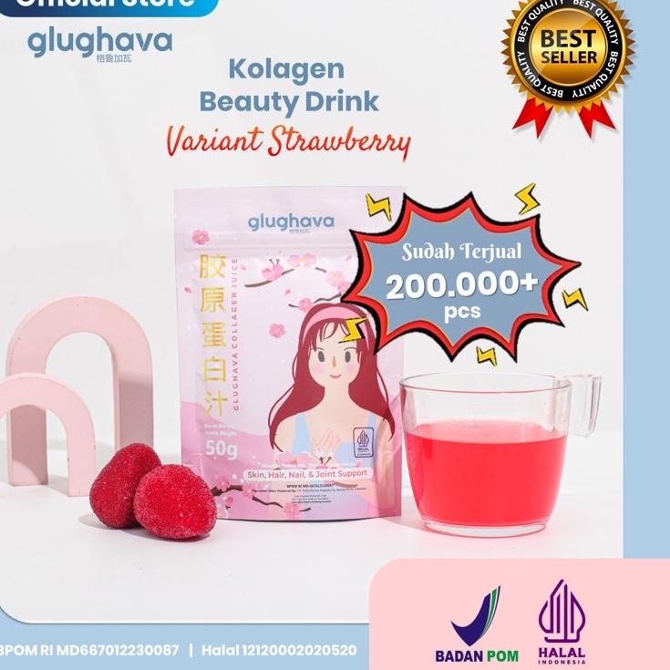 

스 Glughava Kolagen Strawberry- Minuman Collagen Pemutih Badan Cepat- Collagen Viral Aman Bumil Busui Terbaru!!