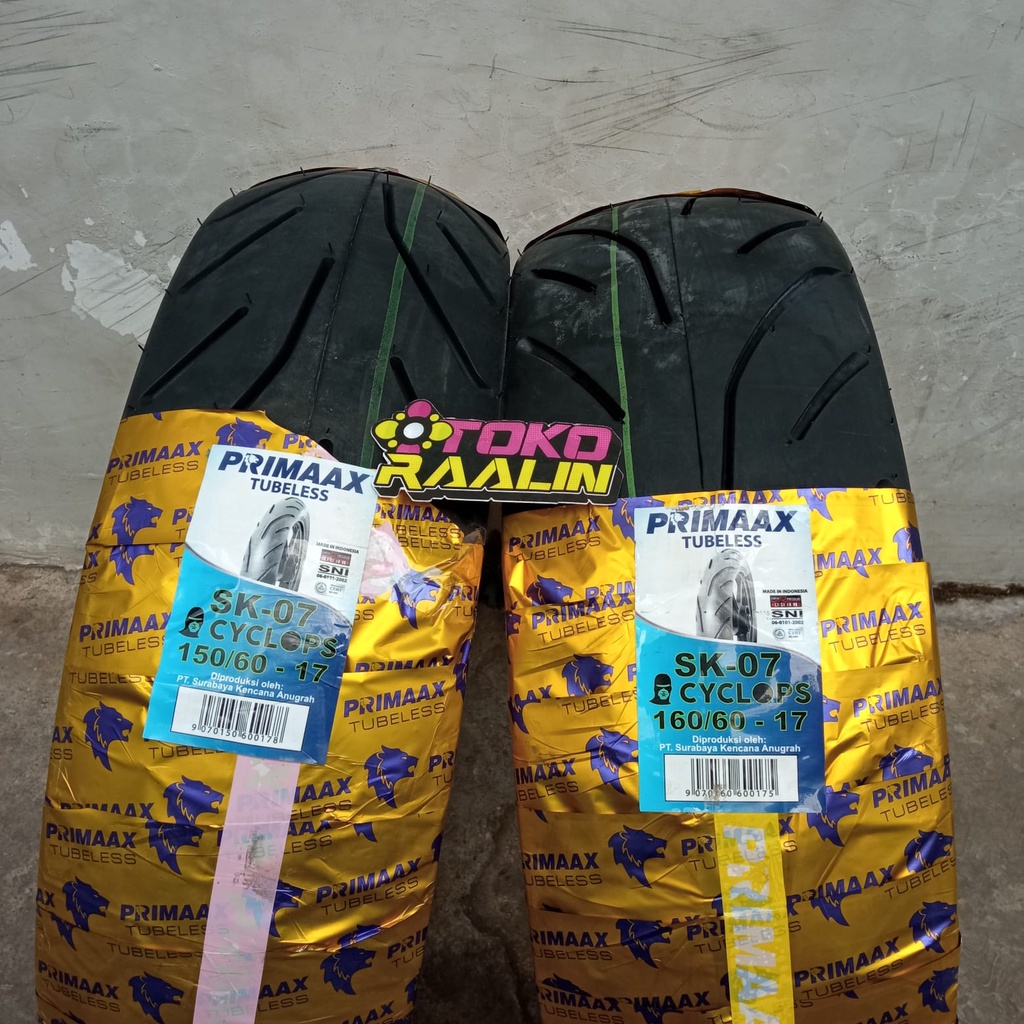 PAKET murah Ban luar primaax Depan Belakang 150/60 17,160/60 17 Sk 07 Cyclops Tubles