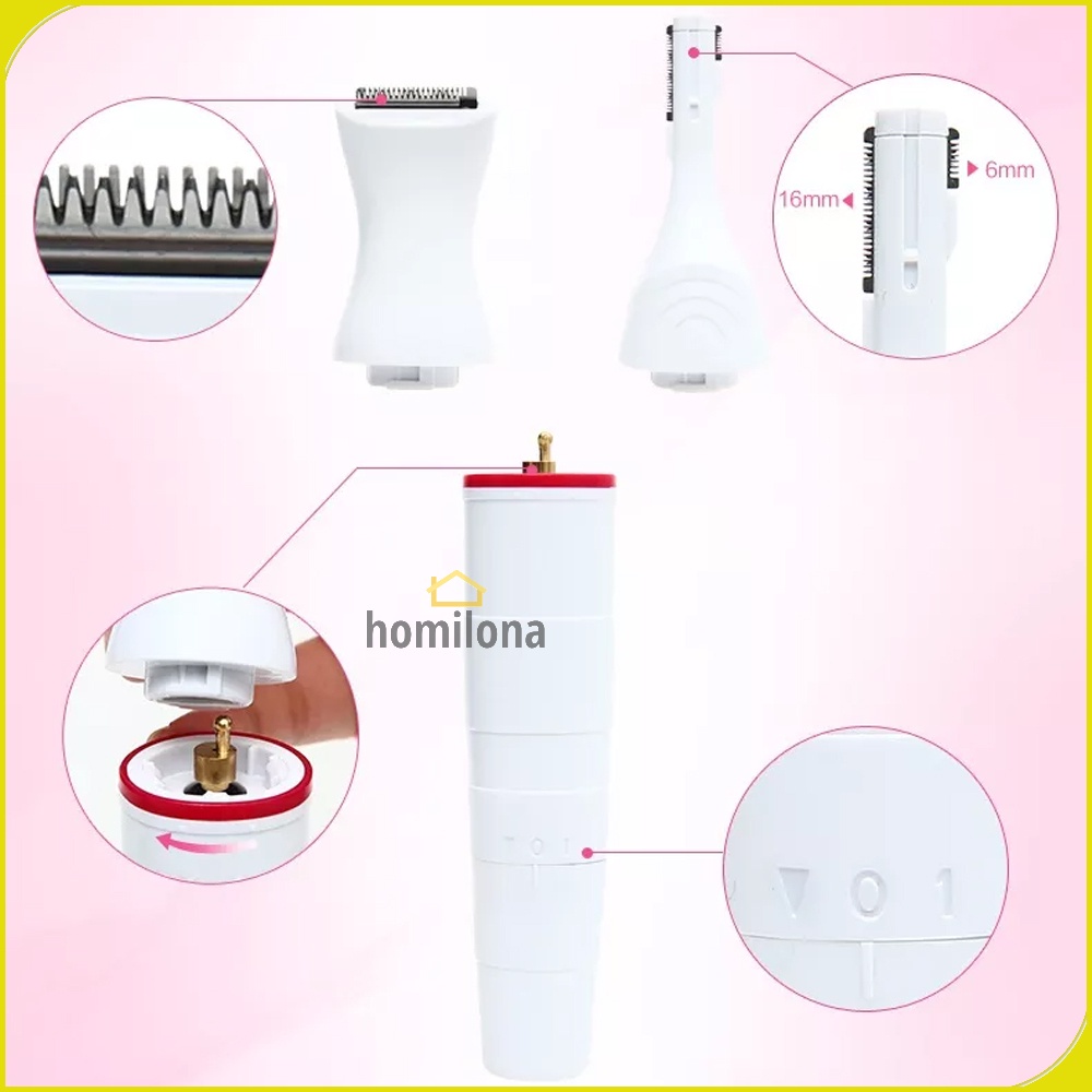 Biutte.co 5 in 1 Trimmer Shaver Pencukur Bulu Tubuh Elektrik Personal Care GN-062 White