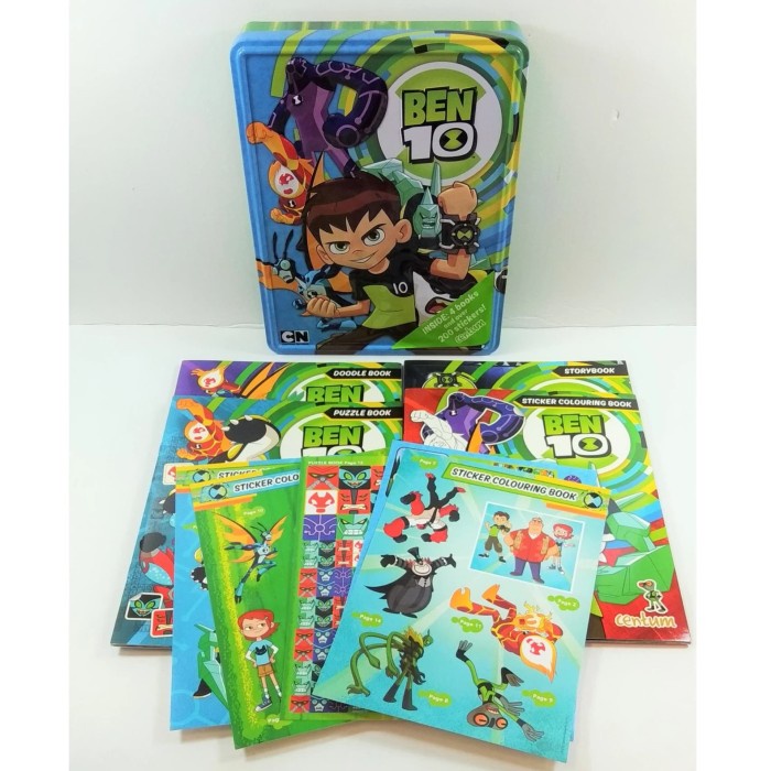 Buku Kaleng Ben 10 Sticker Activity Tin Book - English #Original