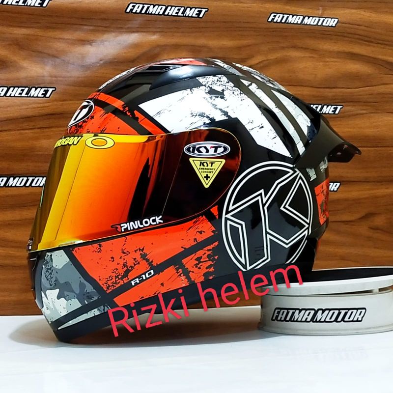 Helm full face kyt R-10 Paket ganteng kaca iridium