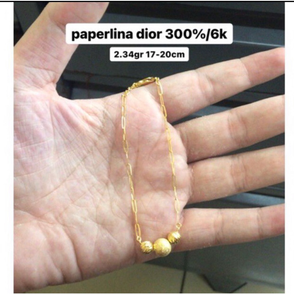 Gelang paperlina kadar 300 6karat fashion ringan wanita