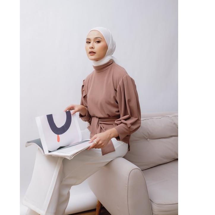 FREE ONGKIROriofficial - Yuka Blouse Turtleneck Waffle Premium|KD1