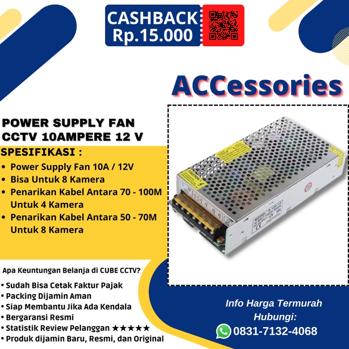 Power Supply 10 A 12 V Untuk 8 Kamera Cctv