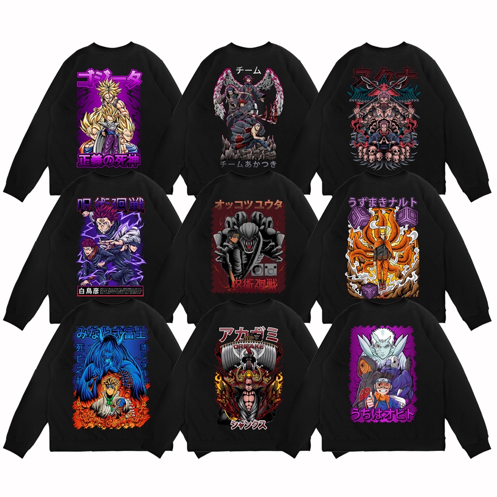 Sweater Crewneck Anime Manga Akagami Shanks One Piece Sweater Naruto Minato Obito Uchiha Okkotsu Yuta Sweater Jujutsu Kaisen Sukuna Itadori Shiratori Sweater Team Akatsuki Sweater Goku gohan Vegeta  sign cloth