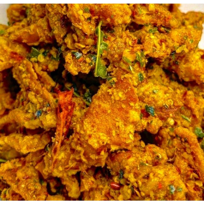 

cemilan gahoel keripik kulit ayam Krispy daun jeruk per 100 gram