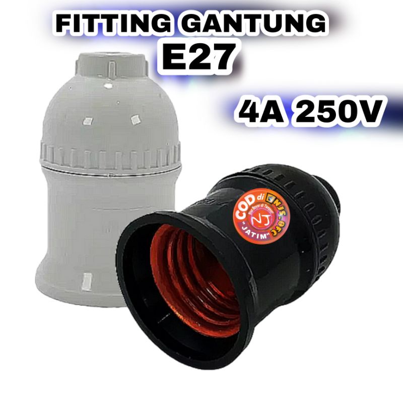 FITTING GANTUNG E27 / FITTING LAMPU GANTUNG RUMAH 3A-5A 250V. LAMP HOLDER READY WARNA HITAM DAN PUTIH COCOK UNTUK LAMPU RUMAH.
