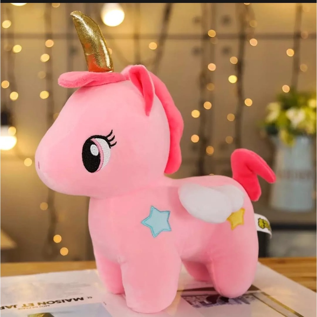 Boneka Kuda Pony Unicorn Poni Bertanduk Ukuran L T: 35 cm Bahan Halus Lembut Dacron Murni