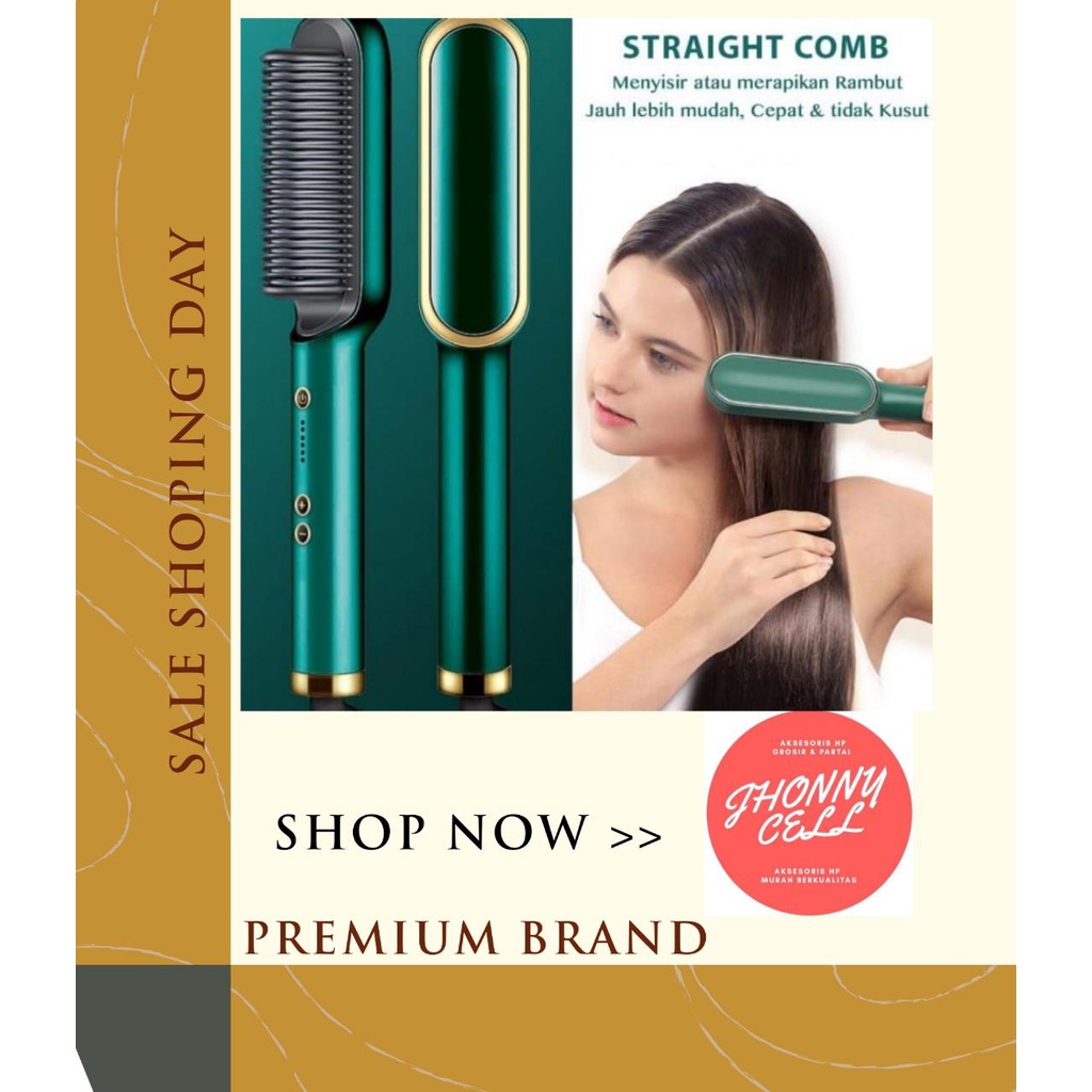 (JC) Catokan Sisir Pelurus Rambut Hair Straightener Curler 2 in 1