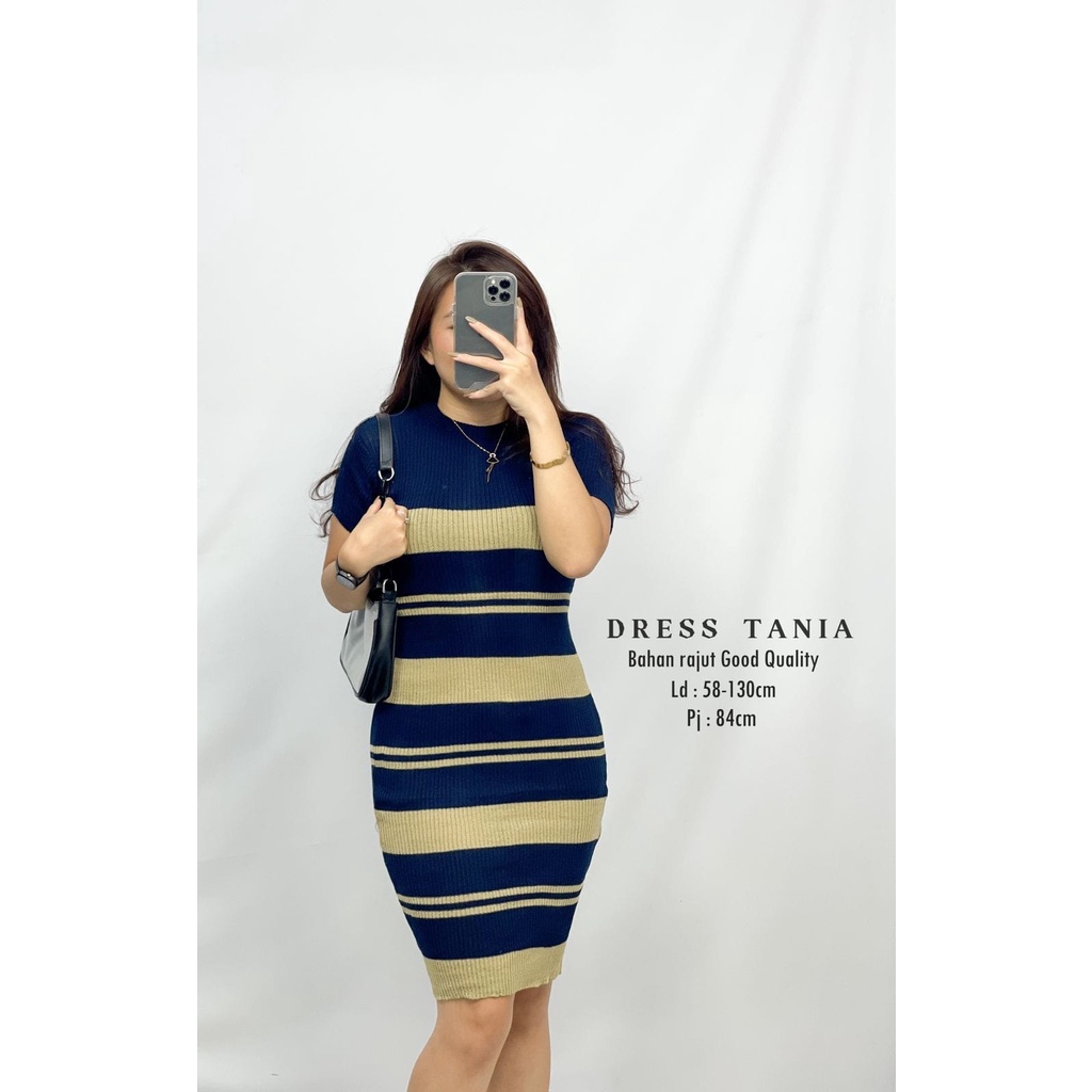 HOPYLOVY - Mini Dress Stripe bahan Rajut Tania