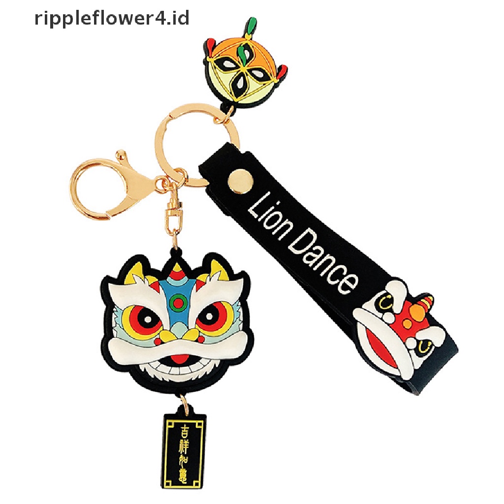 {rippleflower4.id} Fashion Lion Dance Tas Liontin Couple Aksesoris Kepribadian Kreatif Gantungan Kunci~