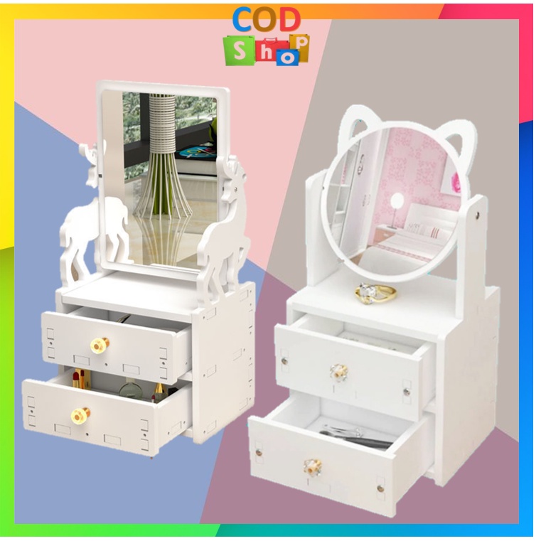COD - H5579 Rak Cermin Make Up 2 Susun / Rak Laci Cermin / Rak Makeup 2 Susun Dengan Cermin / Rak Kosmetik Tempat Make Up