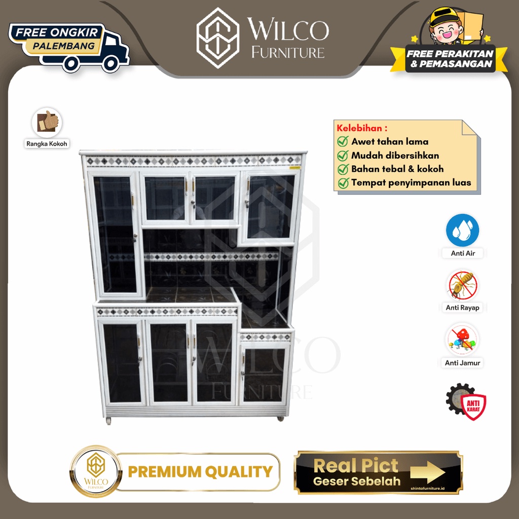 Rak Piring Aluminium 4 Pintu / Set Kitchen / Lemari Dapur Palembang