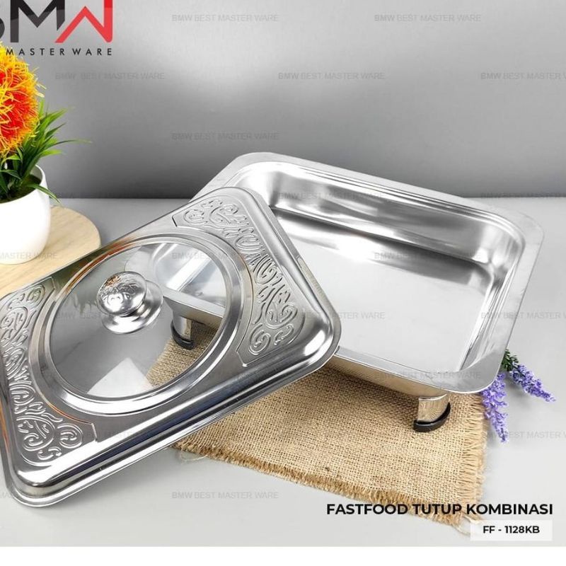 Wadah Saji Prasmanan Warmer Square Pan Panci Kotak Penghangat Fast Food Dish