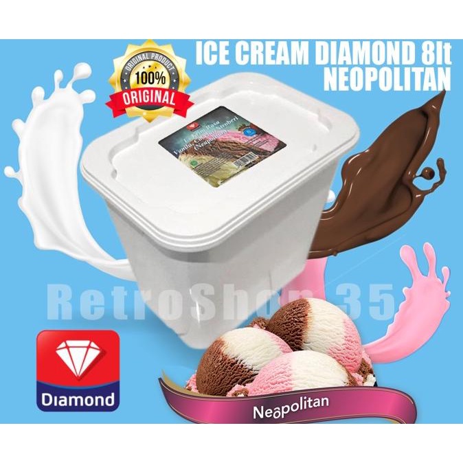 ice cream diamond 8 liter neopolitan/ Es krim diamond mix 3 rasa stok ada terus