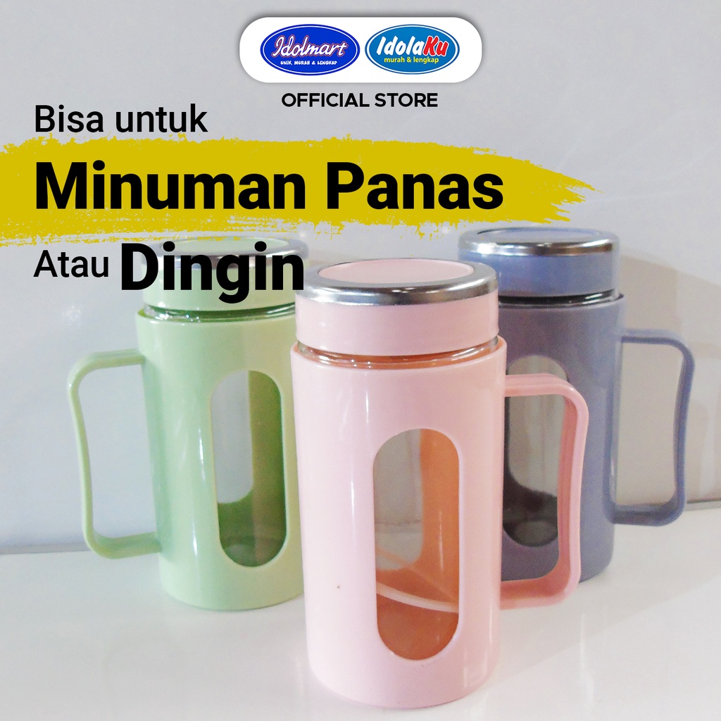 IDOLMART Gelas Kaca Glass Plastic Cup Office 350Ml