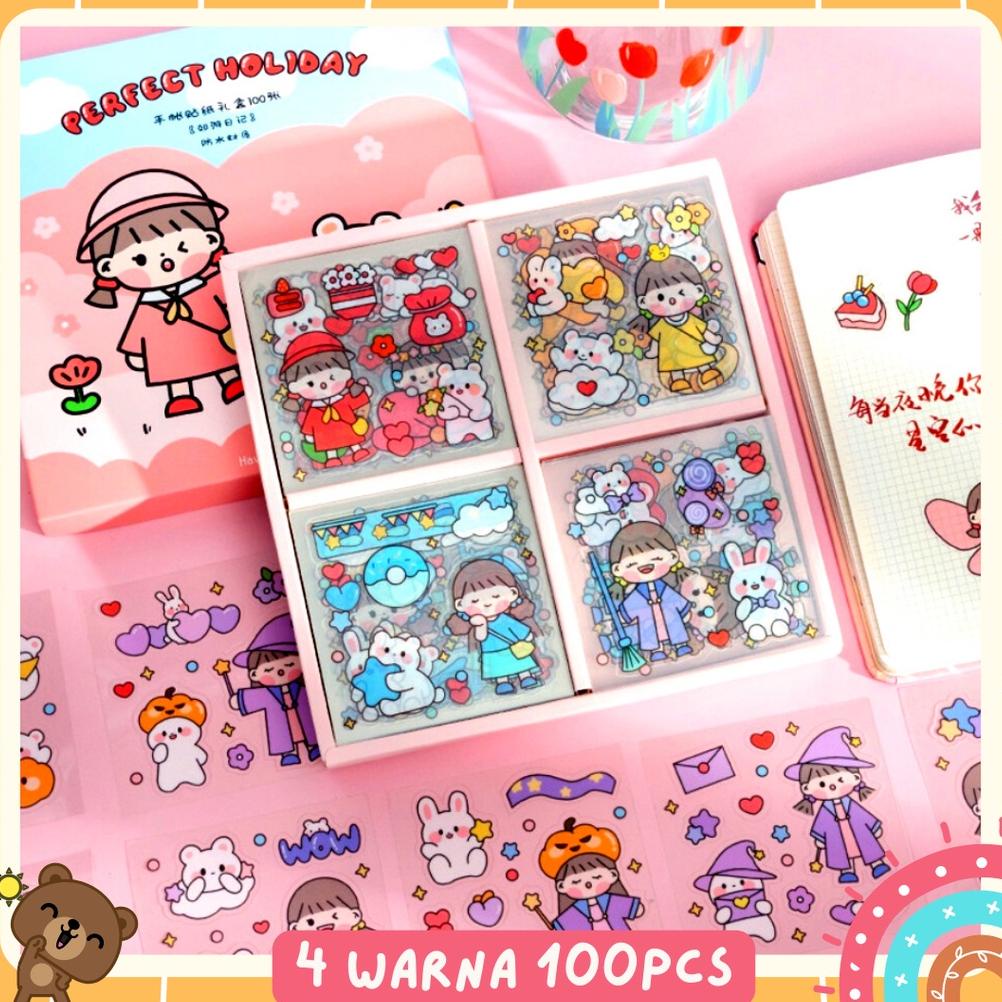 

STIKER BOX 2D TEMPEL LUCU 4 WARNA ISI 100 LEMBAR ANTI AIR DESIGN DIY CUTE AESTHETIC STICKER TERLARISS...,,,,,