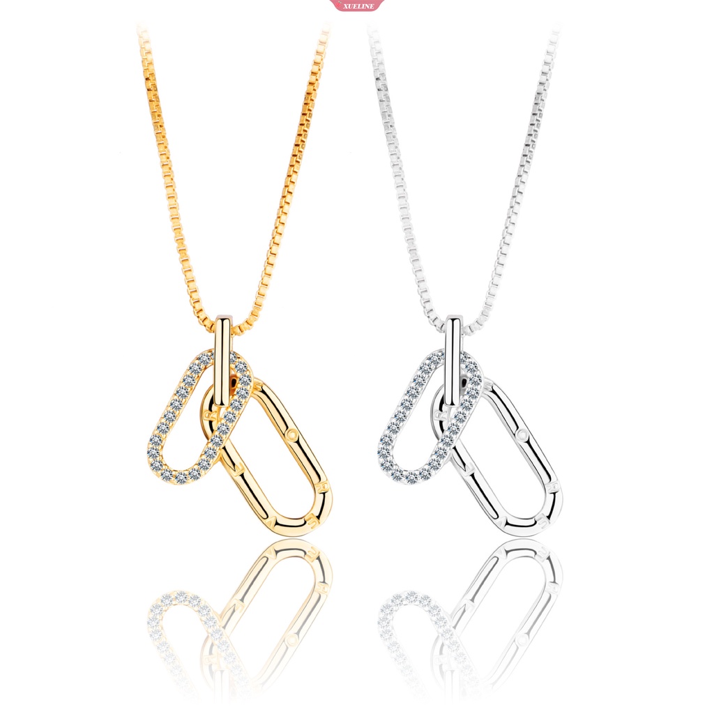 Fashion Temperamen Sederhana Ratus Pertandingan Cincin Ganda Liontin Kalung Abadi interlocking Cincin infinity Kalung niche Desain Perhiasan [ZXL]