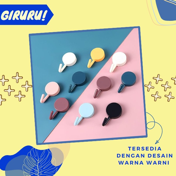 GANTUNGAN HOOK BULAT 10 in 1 / HOOK TEMPEL / STIKER DINDING KAIL TEMPEL KUAT / Cantolan Hook Kuat Polos Serbaguna Dinding Keramik Kaca / Gantungan Tempel Magic Hanger / Gantungan tempel Super Kuat / Gantungan Tatakan Spatula Sutil Teflon Besi Multifungsi