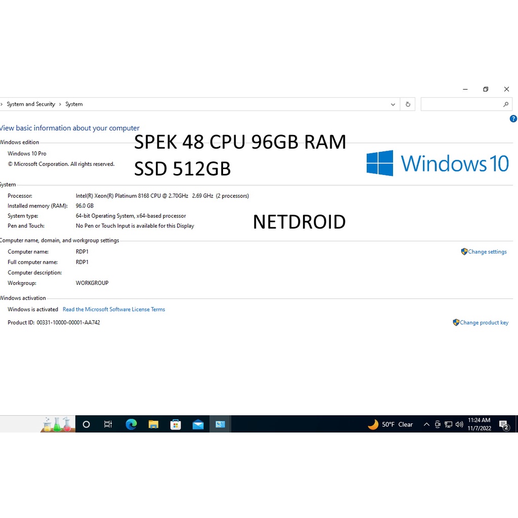 Server RDP Support,Emulator,OBS,Bot Windows,Linux,dll  Spek 32 CPU 64GB RAM
