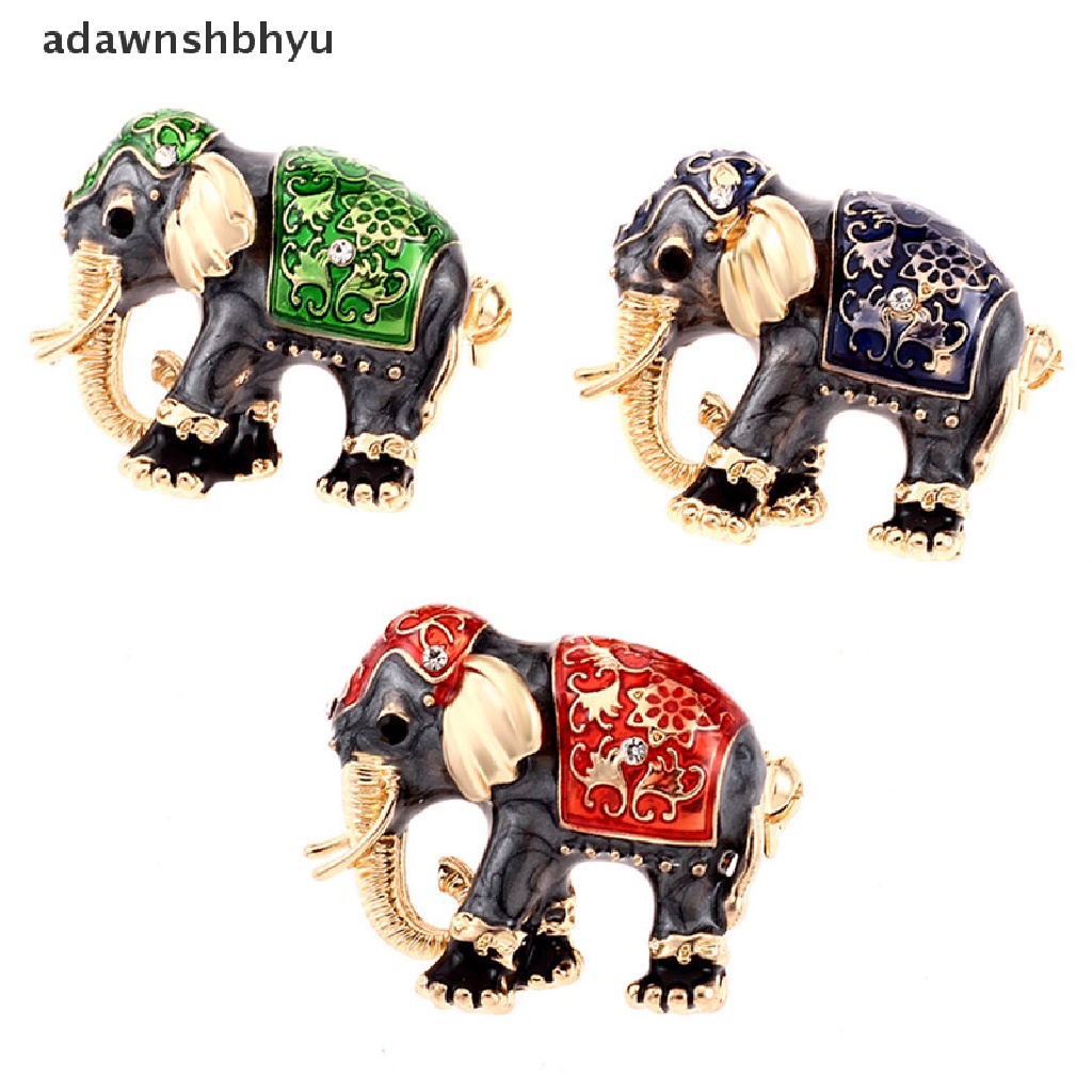 Adawnshbhyu Hewan Enamel Kristal Gajah Bros Pin Wanita Kostum Buket Pin Perhiasan ID