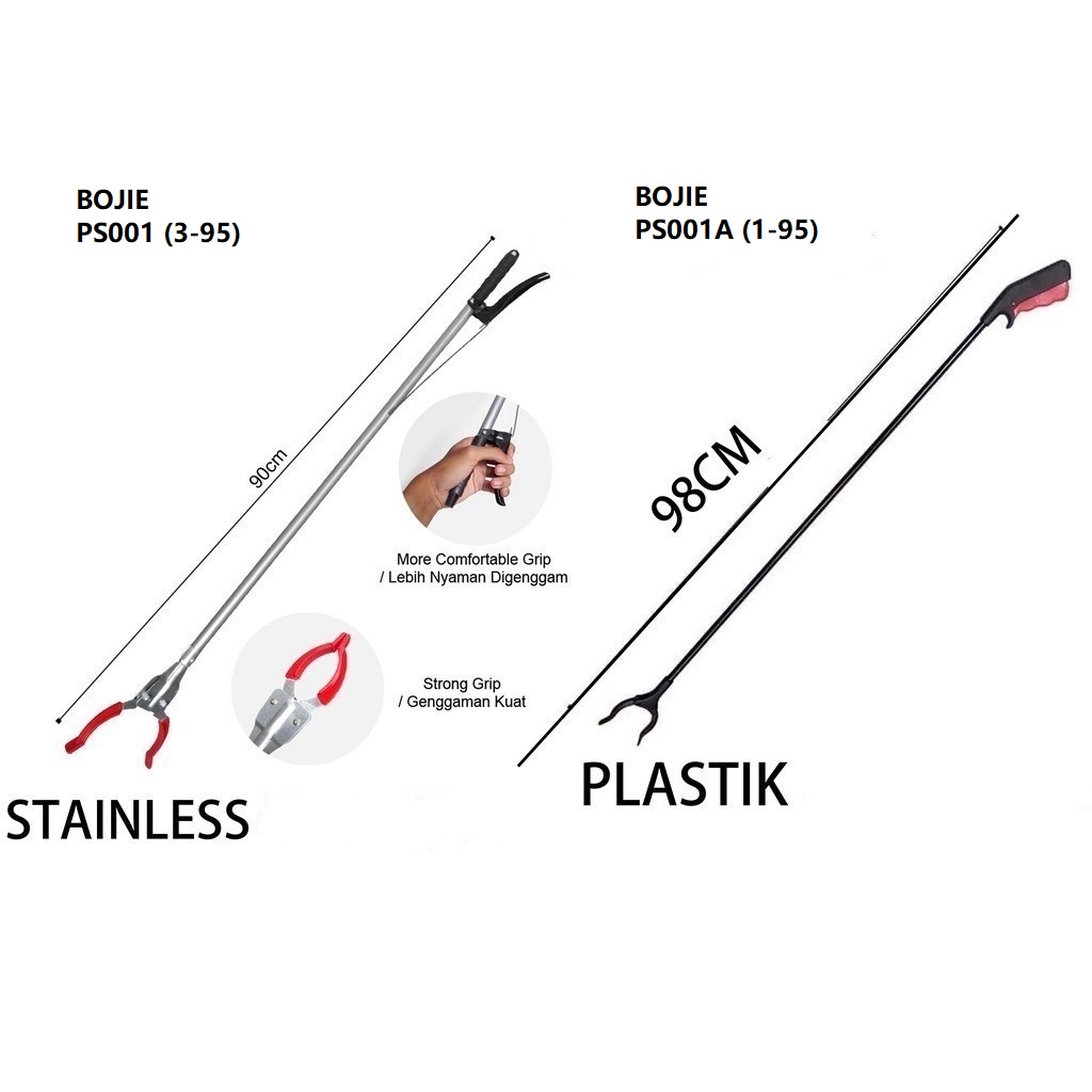 Grab Stick Silver Stainless &amp; grab stick plastik  / Alat Penjepit Sampah &amp; Penangkap Ular