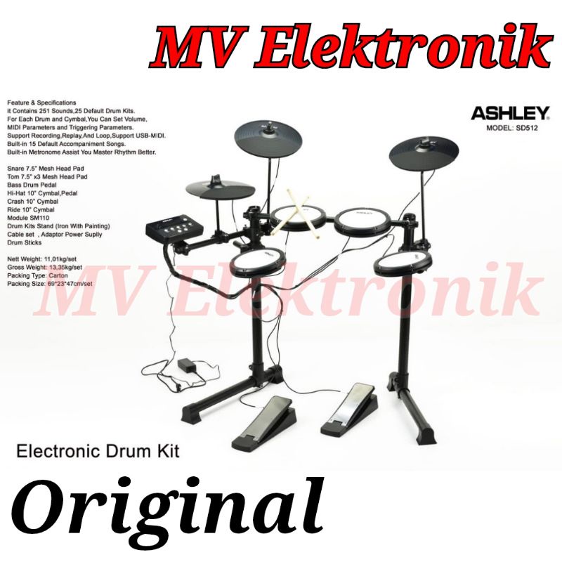 Drum Elektrik Ashley SD512 Ashley SD 512 Ashley SD-512 Original