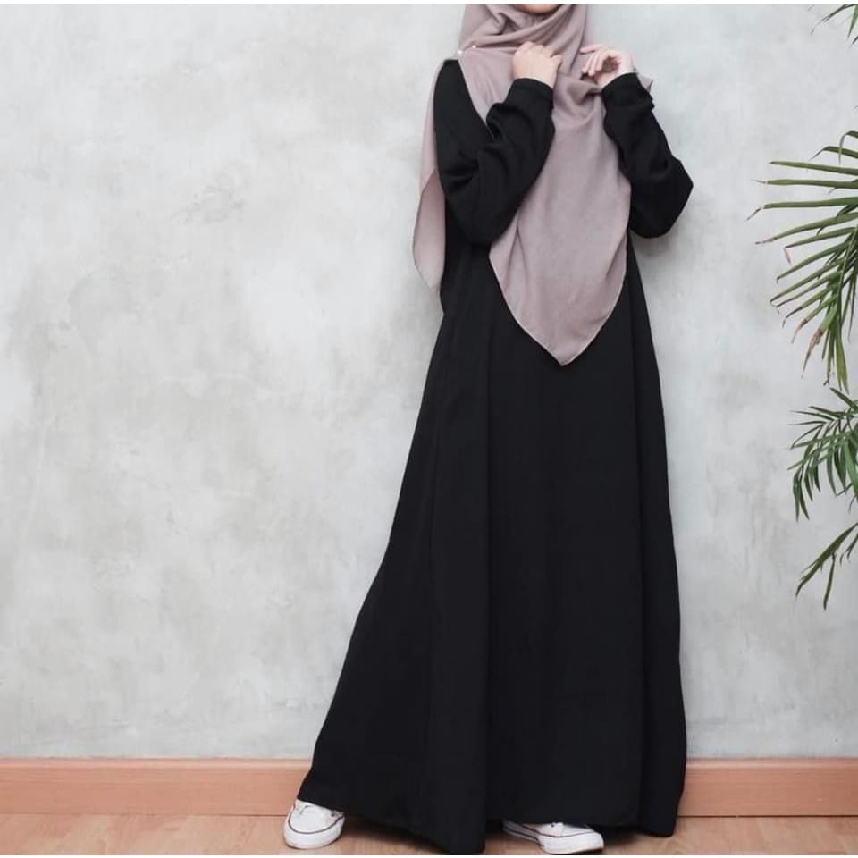 Gamis Polos Wanita Premium Jilbab Polos Dress Remaja Kekinian Modis Model Simple Pakaian Muslim Perempuan Baju Muslim Seragam Pengajian Baju Ngaji