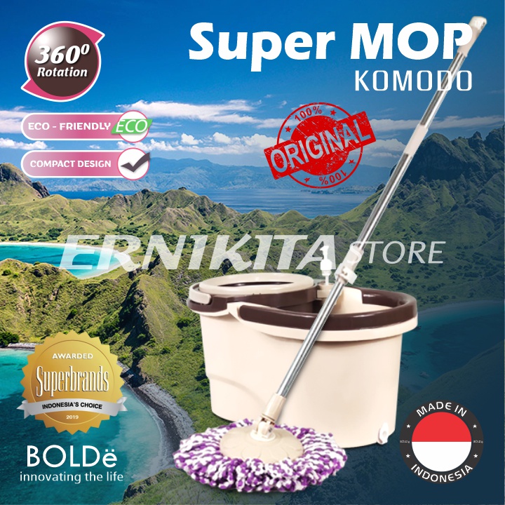 BOLDe SUPERMOP KOMODO 2 IN 1 - Alat Pel Modern Strainer Bisa Dilepas