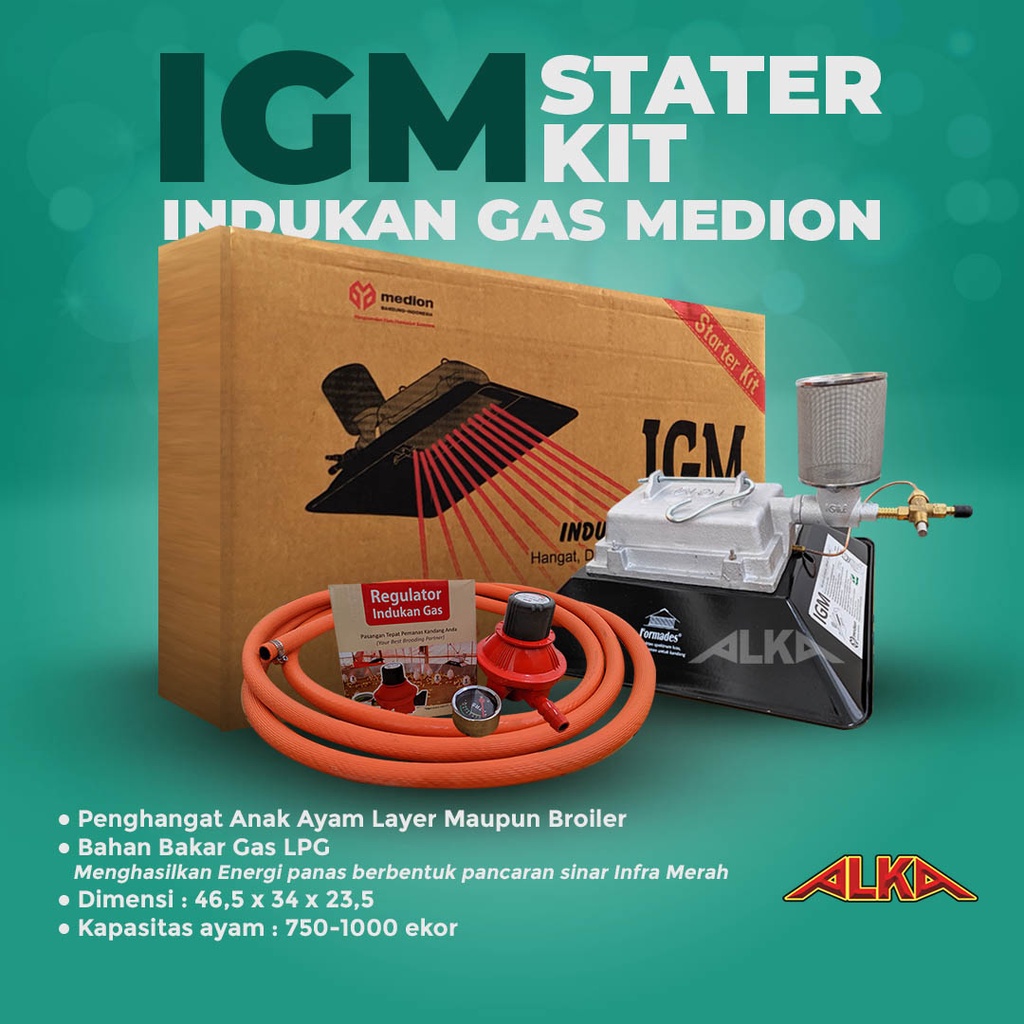 Pemanas Kandang Ayam Medion Stater kit Infrared Burner Gas IGM
