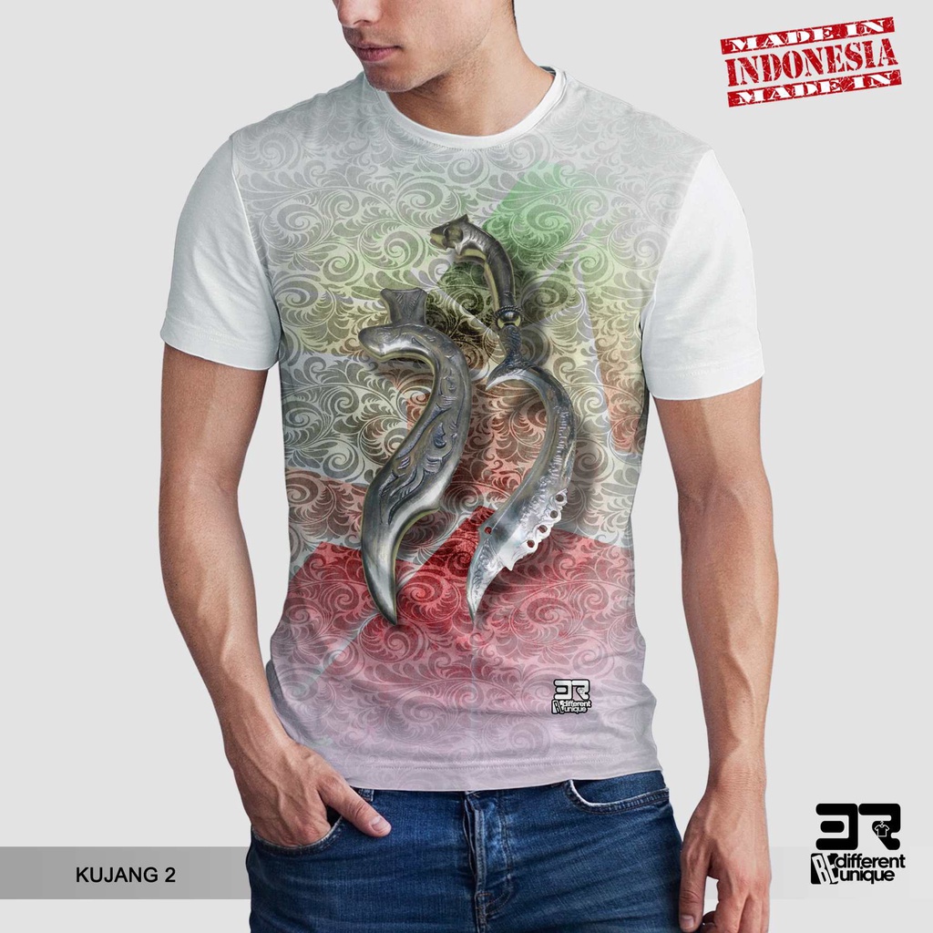 [ COD ] KAOS DISTRO PRINTING GAMBAR KUJANG 2 - BAJU GAMBAR SENJATA TRADISIONAL INDONESIA MOTIF UNIK 