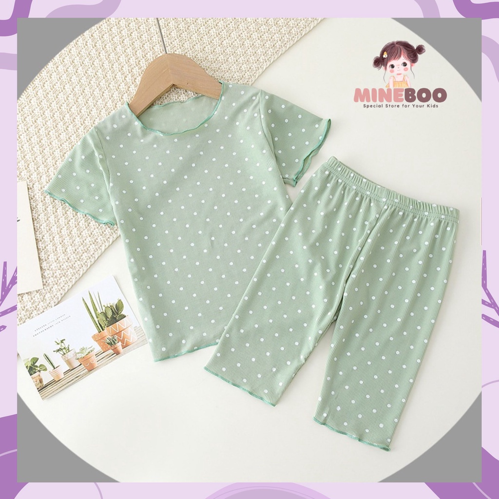 mineboo - SET POLKA RIBB 0-7tahun Piyama dua potong/pakaian kasual untuk anak/baju tidur anak/pakaian anak import