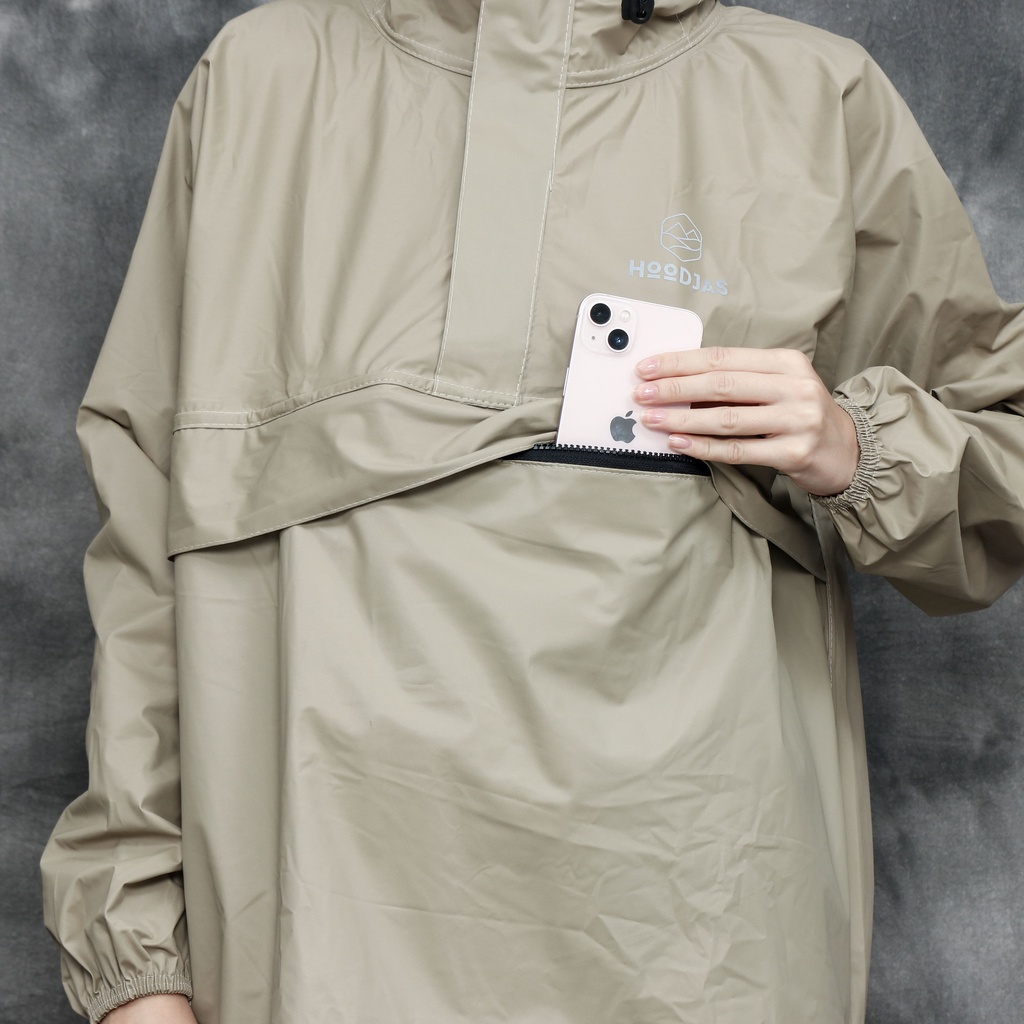 HOODJAS / KANGAROO RAINCOAT / Jas Hujan Kangguru / Anti Bocor / Jas Hujan Saku Kangguru / Pria Wanita Dewasa Anti Air /  Bahan Waterproof CREAM