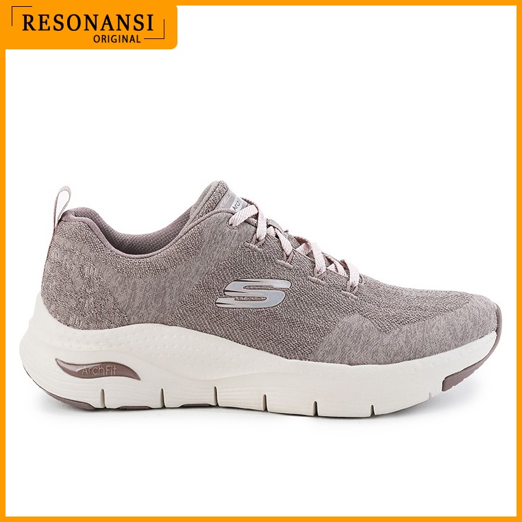 SEPATU WANITA TERBARU SKECHERS ORIGINAL SPORTS ARCH FIT COKLAT EMPUK