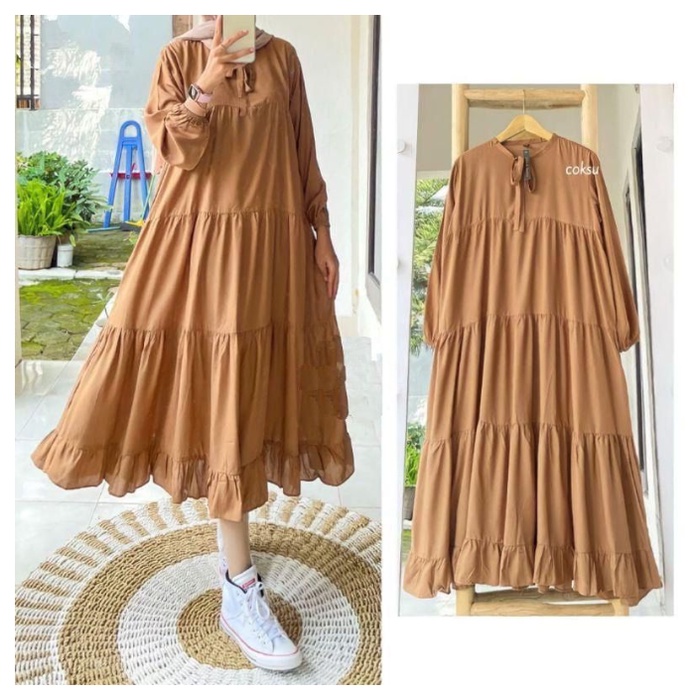 Safina Midi Dress / bahan rayon premium / size XL