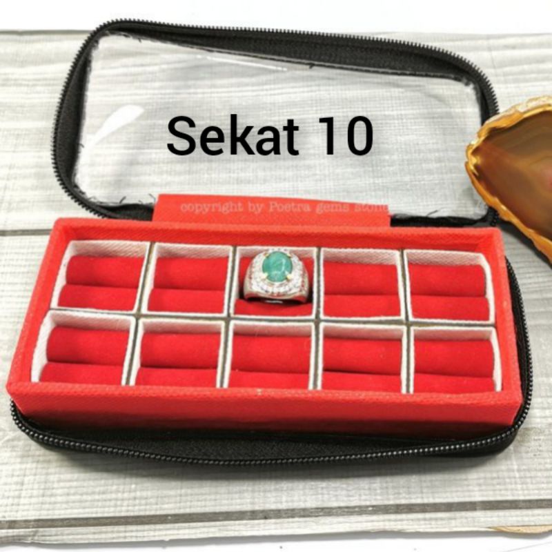 kotak cincin sekat 10 tutup plastik resleting transparan
