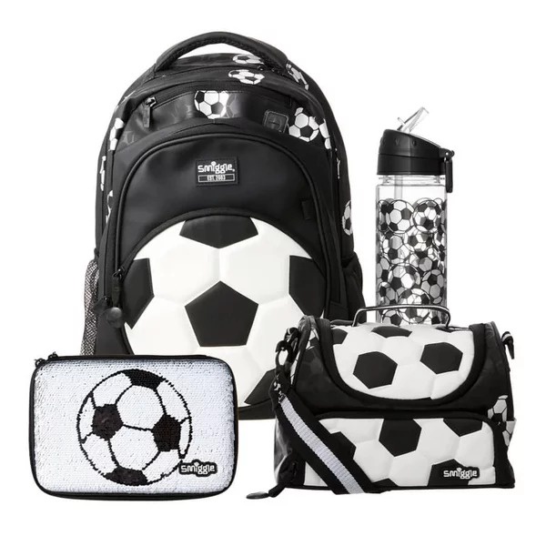 Smiggle Ori Soccer Gold Set Backpack Lunchbox Bottle