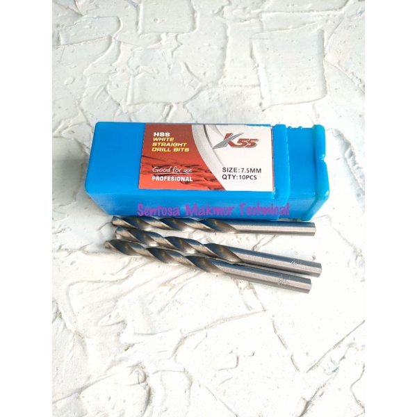 K55 7.5 MM Mata Bor Besi HSS 7,5 7,5mm 7.5mm