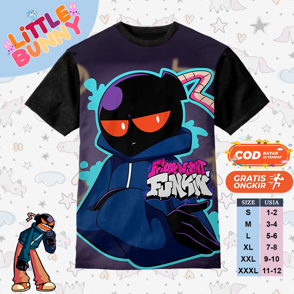 KAOS ANAK KARAKTER 3D WHITTY FNF FUNKIN ART 4 BAJU KAOS ANAK FNF - LITTLE BUNNY