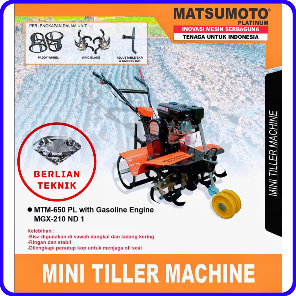 Traktor Sawah Tiller Matsumoto MTM 650 PL + Mesin Bensin 8 HP
