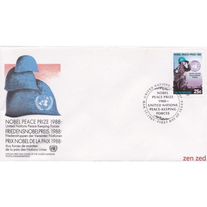 

A383 Prangko United Nations FDC 1989 Award of Nobel Peace Prize 1 Pcs