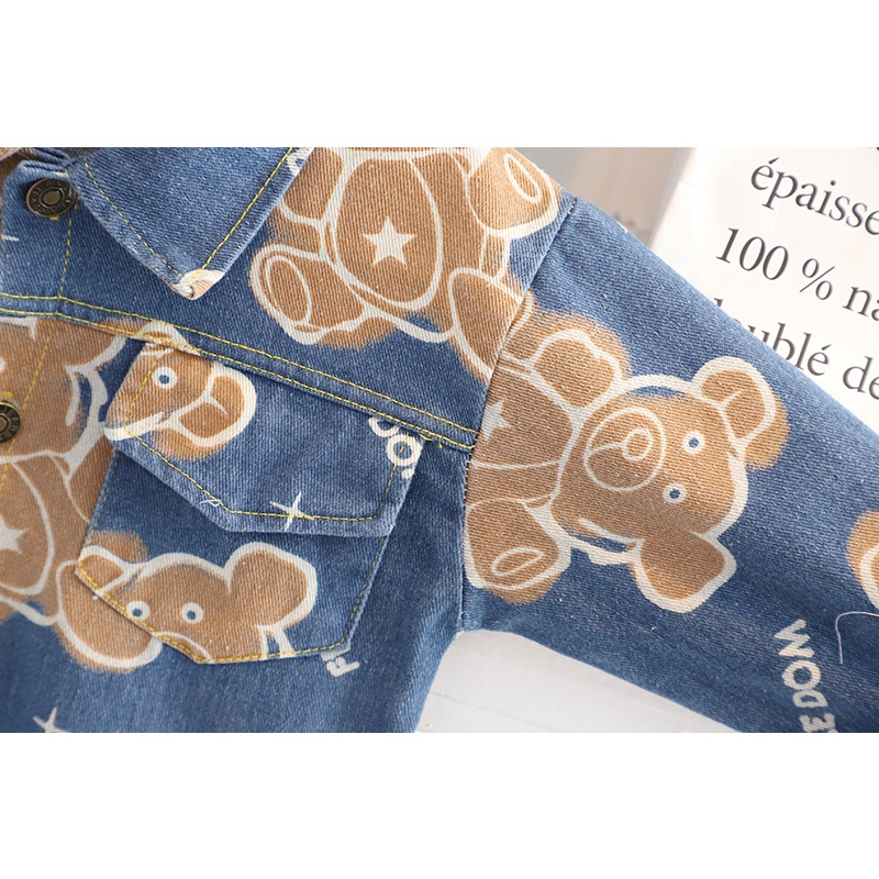 Setelan Anak Laki Laki Jaket Jeans Set 3in1 BENH1LL Baju Anak Cowok Korean Style Import