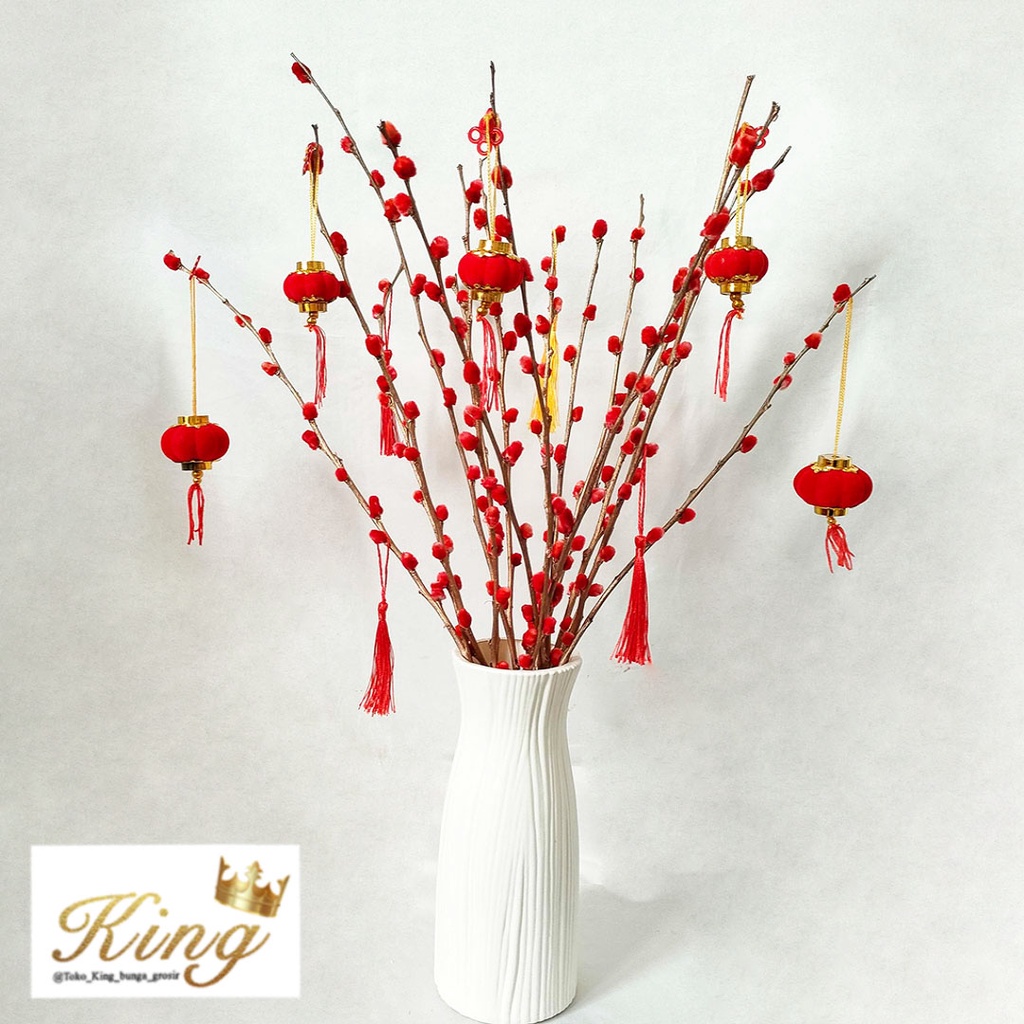 Jual (9pcs) Gold Pussy Willow 2023 Bunga Imlek Dekorasi Chinese New