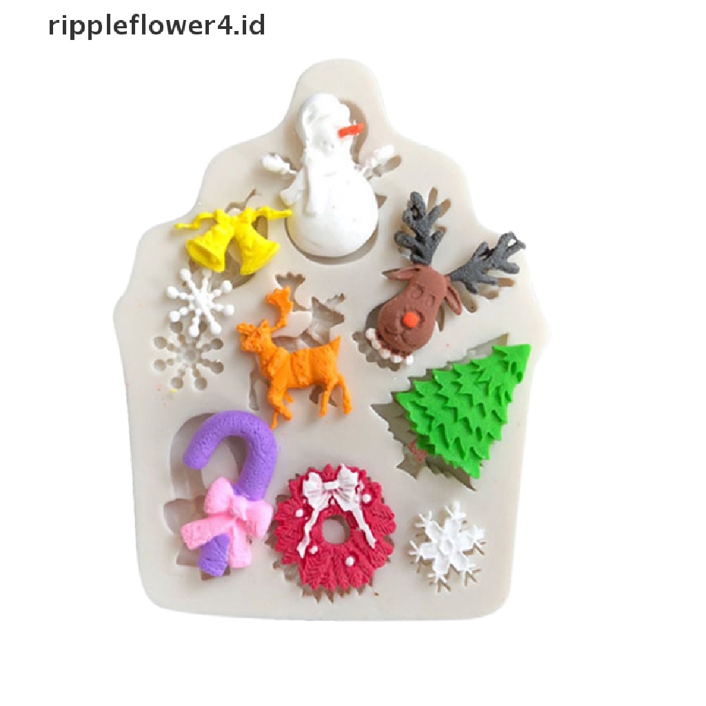 {rippleflower4.id} Silikon Pohon Natal Elk Snowman Snowflake Cutter Cetakan DIY Baking Kue Dekorasi~