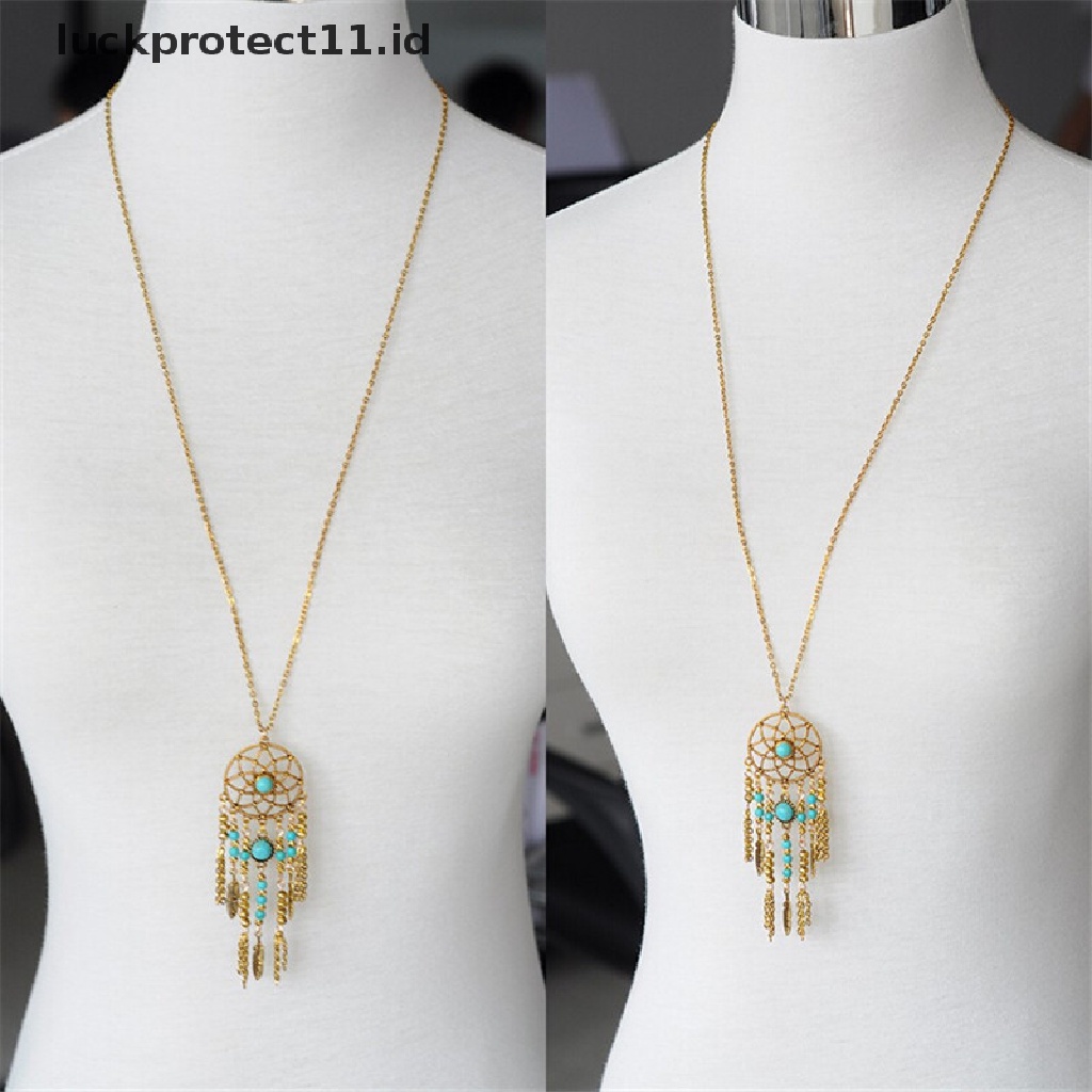 // Fashion Hot///Fashion Kalung Rantai Panjang Model Rumbai Dream Catcher Gaya Bohemia Vintage Untuk Wanita.