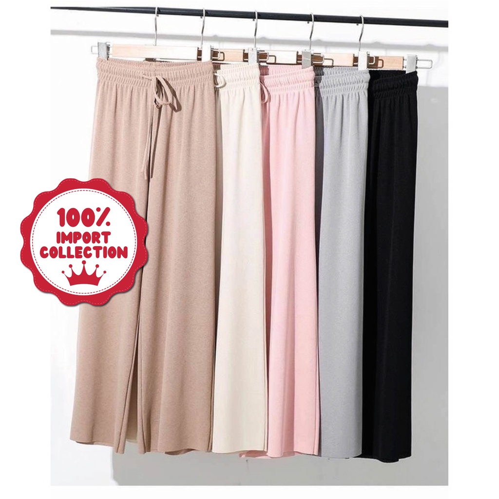 VIVI PANTS Celana Panjang Polos Tali Serut Bahan Knit Stretch Style Wanita Korea By Chikoisme NR