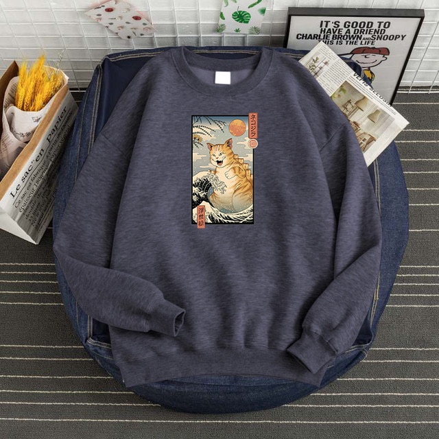 Cat monster Sweatshirt Basic II Sweater Crewneck Print DTF II Sz M - XL Anak &amp; Dewasa ( Pria &amp; Wanita )