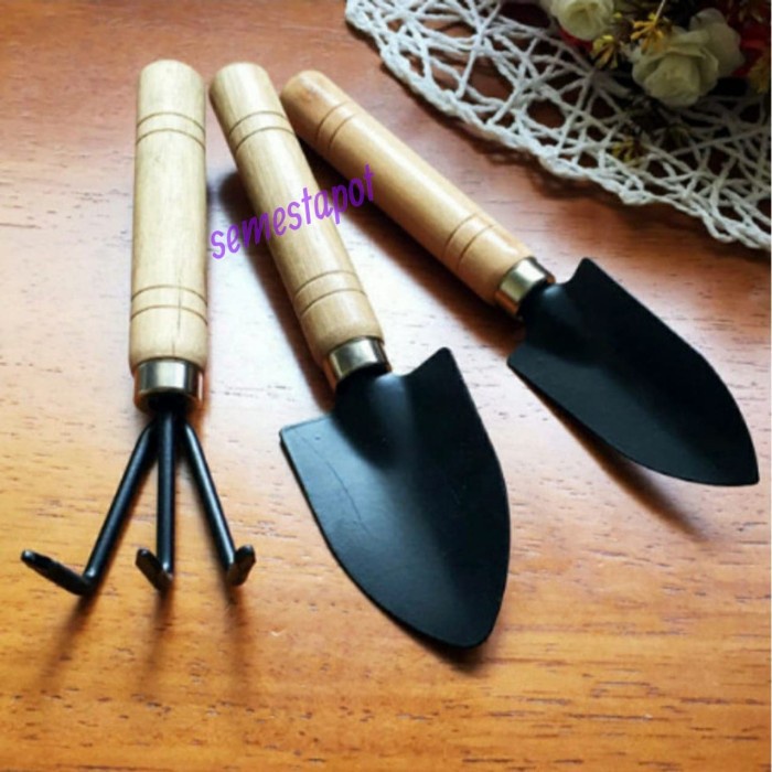 Sekop Sekop Set Isi 3 Kayu Untuk Berkebun