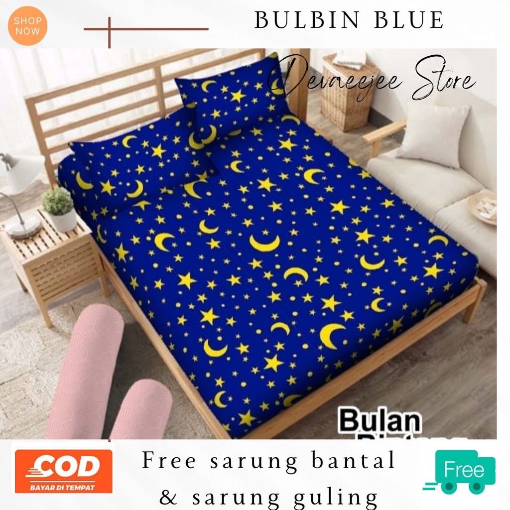 SPREI MOTIF LV BIRU A BAHAN KATUN POLYMICRO ADEM LEMBUT ANTI LUNTUR UKURAN NO. 1 ANTI LUNTUR