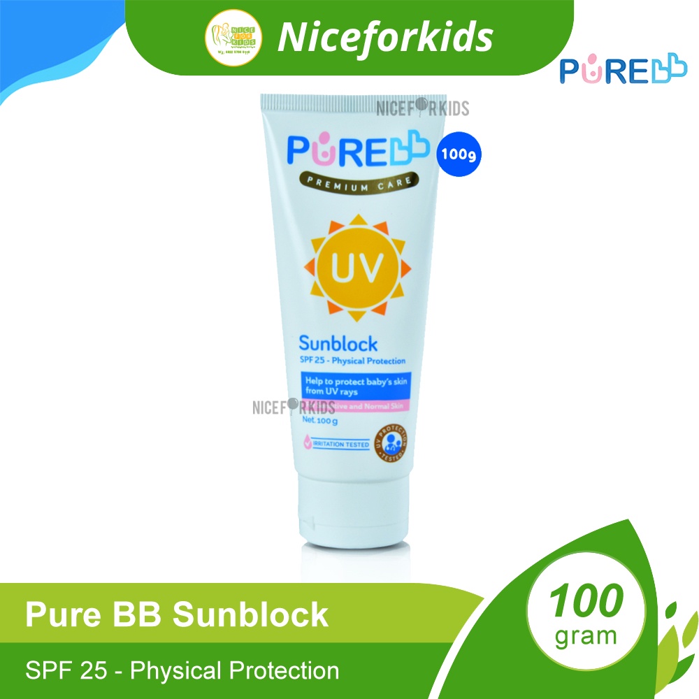 Pure Baby Premium Sunblock 100 gr / Sunblock Anak / Pure BB Sun Protection / Pelindung Kulit Bayi dari Sinar Matahari